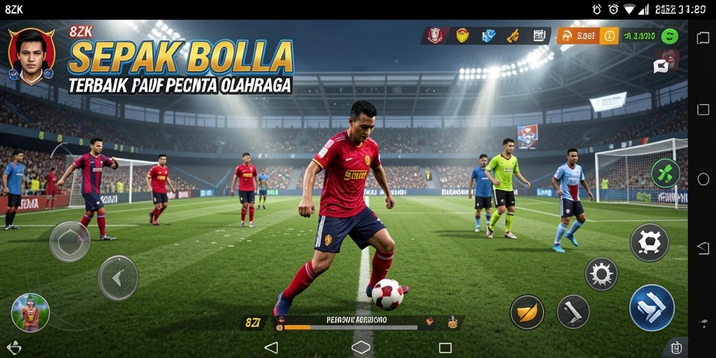 Tangkapan layar dari gameplay <strong>8ZK</strong> yang menampilkan aksi sepak bola seru.