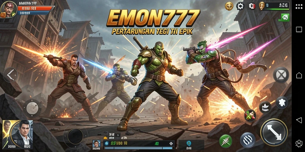Tampilan gameplay EMON777 yang mendebarkan dalam aksi pertarungan.