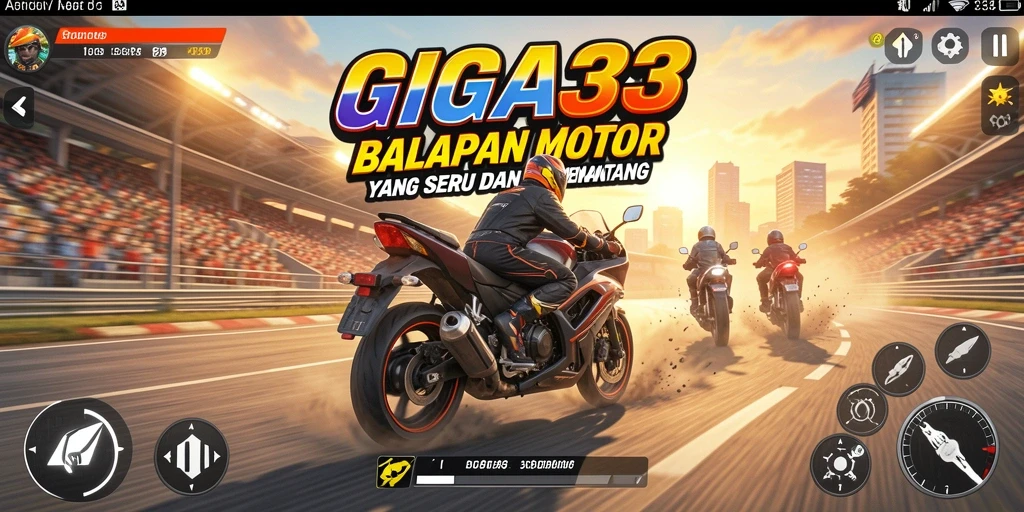 Gameplay seru dari GIGA33 dengan balapan motor yang mendebarkan.