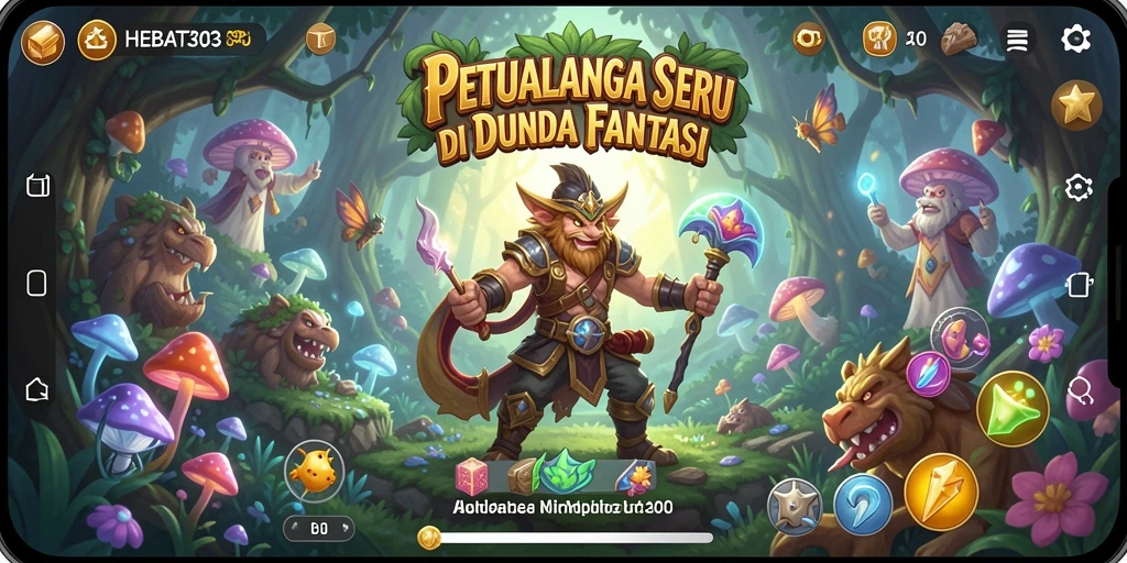 Tangkapan layar gameplay <strong>HEBAT303</strong> menampilkan pertempuran epik di dunia fantasi.