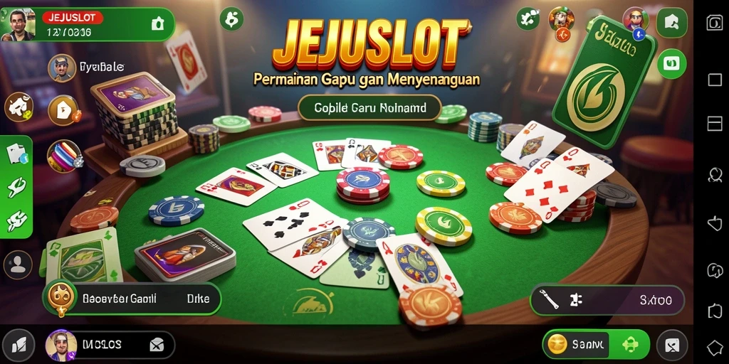 Tampilan gameplay seru di JEJUSLOT dengan kartu Gaple.