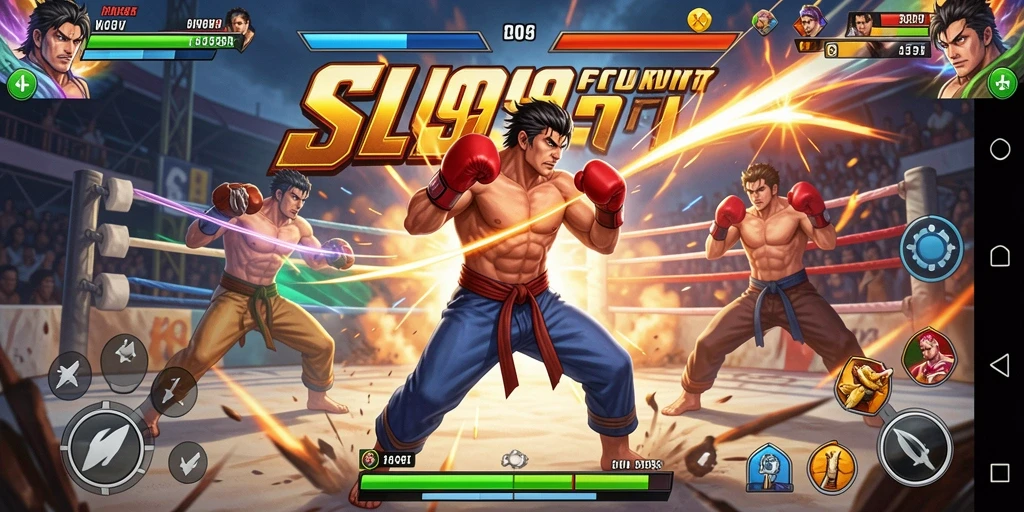 Screenshot SL999 menampilkan aksi pertarungan yang spektakuler dan karakter yang beragam.