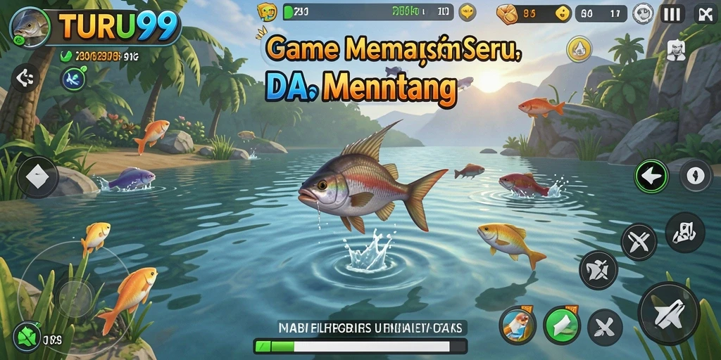 Tampilan gameplay TURU99 yang menarik saat memancing ikan.
