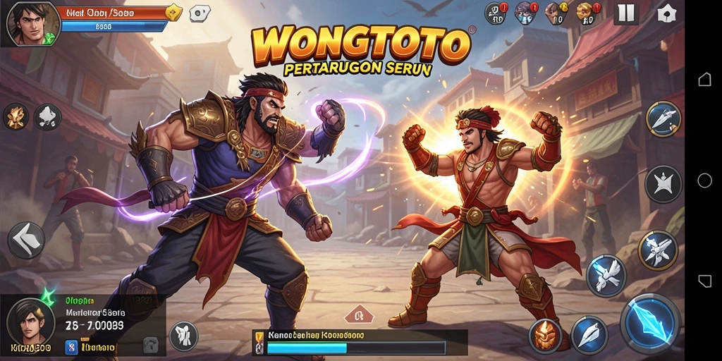 Tampilan gameplay WONGTOTO yang mendebarkan dengan karakter bertarung.